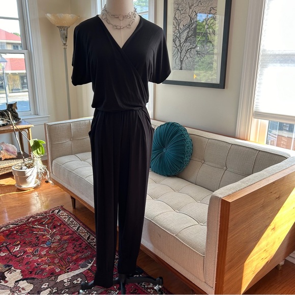 Loveappella Short Sleeve Wrap Top Jumpsuit - Picture 2 of 12